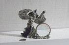 Rhinestone Jeweled Pewter Wizard With A Mythical Bird Hologram  Signed