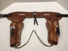 Leather Double Cap Gun Holster For Nichols Stallion 45  Hubley Cowboys  Lh 44