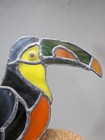 Vintage Stained Glass Toucan Bird Cage Topper Finial Tropical Decor 11 