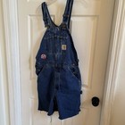 Carhartt Vtg 90 s Union Made Denim Bib Short Jean Overalls Sz 32x32