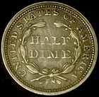1858 Seated Liberty Half Dime original Toning-choice Au Nice Detail sharp Rim
