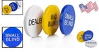 Clear Plastic Poker Buttons  2  Diameter Small Blind  Big Blind  Dealer - 3pk