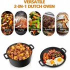 New 5qt 2-in-1 Black Cast Iron Dutch Oven Pot With Skillet Lid Cooking Pan