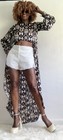 Black   White High Low Long Sleeves Print Shirt Blouse Dress Size  Small  Medium
