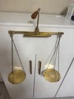 Vintage Antique Brass Balance Scale With Wooden Handle