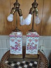 19th Chinese Famille Rose Export Quadrangular Fanghu Vase As Lamp 