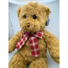 Vintage 1999 Princess Soft Toys Teddy Bear Shaggy Brown Plush Red Plaid Bow 16in