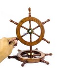 Mini Wooden Marine Ship Wheel Captain Pirate 6  Vintage Brass Nautical Set Of 2