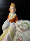 Vintage Victorian Lady Figurine Small Planter  4 1 2  Black Stamp Made In Japan