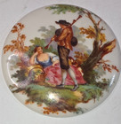 Pair Of Antique Porcelain Painted Cabochons Courting Couple