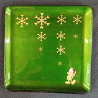 Vintage Disney Parks Christmas Mickey Mouse Green Glass Trinket Tray Set 