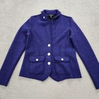 Eileen Fisher Jacket Womens Small Petite Purple Merino Wool Knit Soft Blazer