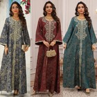 Moroccan Abaya Women Kaftan Muslim Embroidery Maxi Dress Islamic Ramadan Caftan