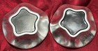 Carolina Pair Of  Taper Candle Stick Holders Silver Flower Shape Rustic Look Nib