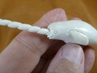 Whale-w130 Little White Narwhal Whale Of Shed Antler Figurine Bali Sea Unicorn