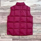 Lands End Kids Goose Down Puffer Vest Size Medium 5-6 Burgundy Snap Buttons Euc