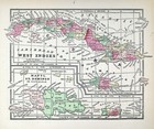 1857 Morse Map West Indies Cuba Jamaica Puerto Rico St  Domingo Haiti Caribbean