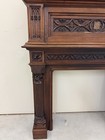Monumental 19th C Gothic Revival Carved Walnut Fireplace Mantel Surround