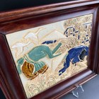 Rare Framed Bein Hoa Pottery Vietnam Ceramic Tile 2 Rice Field Toilers 9 1 2 x8 