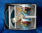 Venice Italy Decore A La Main Coffee Cup Set W  Cups Saucers Spoons Hand Painted