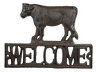 Rustic Farmhouse Farm Cow Silhouette Welcome Sign Wall Decor Cutout Plaque 8 w