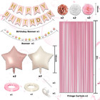Pink And Gold Birthday Decorations women Girls Princess Party With Apricot White