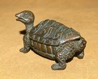 2 6  Old Chinese Purple Copper Fengshui Animal Tortoise Censer Statue