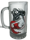 Vtg Naughty Mermaid Beer Mug Glass Key West Florida Barware Bar Beach Nautical