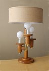 Vintage Mid Century Danish Modern Modeline Brass Cactus Table Lamp  60 s Wood