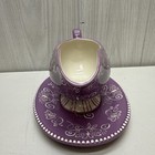 Temptations Floral Lace  butterfly  2 Pc Gravy Boat Mauve Lilac Light Purple
