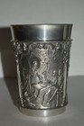 Lot Of 2 Ges  Gesch Fein Zinn West Germany Fine Pewter Tumblers Colonial Scenes