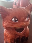 Vintage Halloween Paper Mache Orange Cat On Fence Jack O Lantern