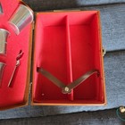 Vintage Travel Bar Set With Locking Case   Key     Portable Cocktail Kit 