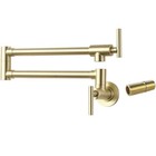 Brushed Gold Hot Water Pot Filler Faucet Wall Mount Double Joint Arms A206
