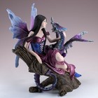 Pink Fairy Laying On Tree With Purple Dragon Figurine Statue 8 5  High New