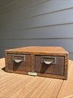 Vintage Globe-wernicke Oak Card Catalog File Cabinet 2 Drawer Storage Japanned