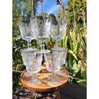 Seven Cut Glass Goblets With Starburst Design