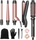 5 In 1 Curling Iron Set With Thermal Brush And 4 Interchangeable Ceramic Curl   