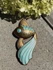 Tostrup Sterling Silver Enamel Brooch Norway Fish Norwegian Vtg Estate 1742