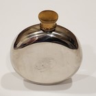 Courvoisier 5oz  Stainless Steel Window Flask Stainless Steel   Brass Screw Top