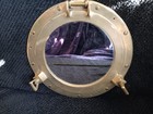 Vintage Brass Ship Porthole Mirror Opening Heavy Maritime Salvage Naval Submarin