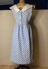 Vintage Blue  J c  Penny V-neck Long Sleeve Long Dress Gown Fashion 1960-1970   