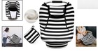 All-season Baby Car Seat Cover With Adjustable Peeping Window In Black Stripe