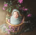 Woven Rattan Newborn Photography Basket Prop  Brown  Posing Theme