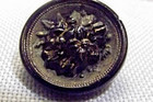 Antique Black Glass Button - Bouquet Of Flowers W luster  4214 