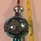 Vintage Mercury Glass Two Indent Christmas Spire Tree Topper Green Silver