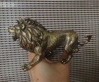 Antique Style Large Heavy Solid Brass Lion Figurine Statue For Home Garden Decor