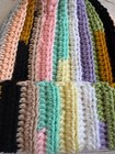 Handmade Pastel Multicolor Crochet Beanie     Ribbed Folded Brim     Acrylic Yarn