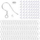 100 Pcs   50 Pairs 925 Sterling Silver Earring Hooks Hook Ear Wires With 100 Pcs