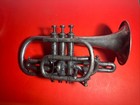 Antique Cornet Engraved Satin Silver Plating Jean Marbeau Paris Professional